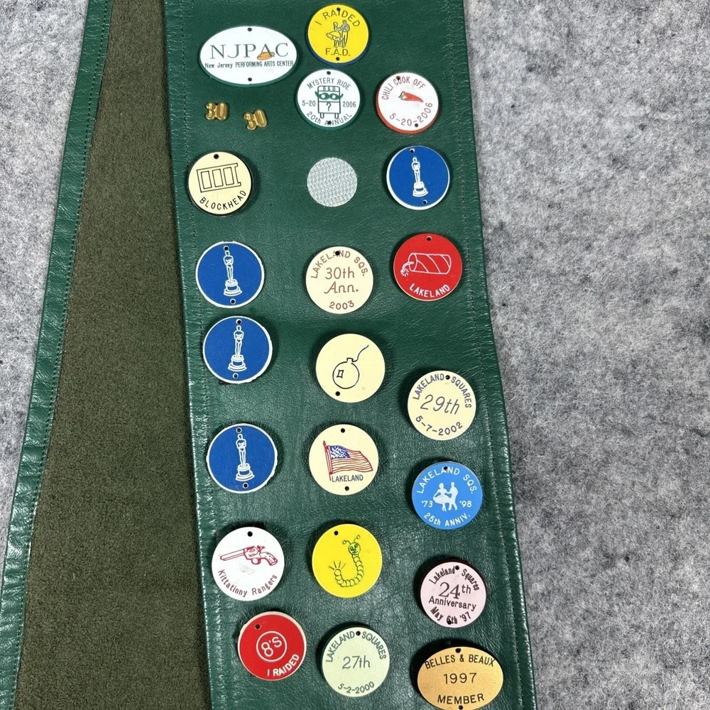 Vtg Dance Club Merit Sash Green Pleather 46 Merit‎ Badges Outdoors 90s